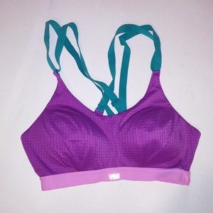 Victoria Secret Sports Bra 32C Purple‎ Teal Lightweight Crossback Wireless